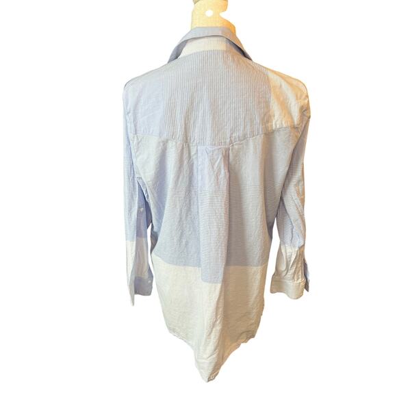 Zara basic collection blue stripe button down dress shirt casual preppy neutral - Picture 6 of 8